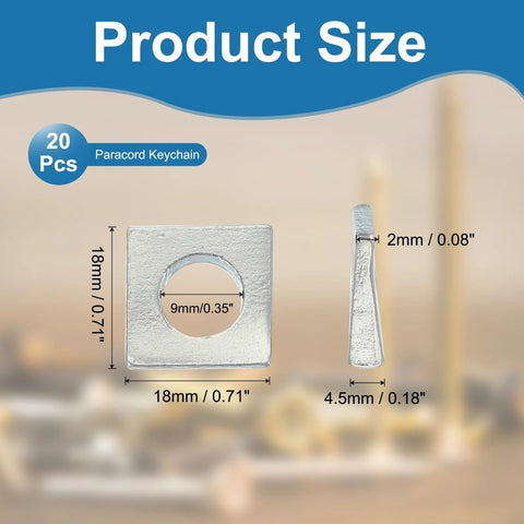 Beveled M8 Square Washers 20 Pcs 2 To 4.7mm Thick White 9mm ID product size with measurements