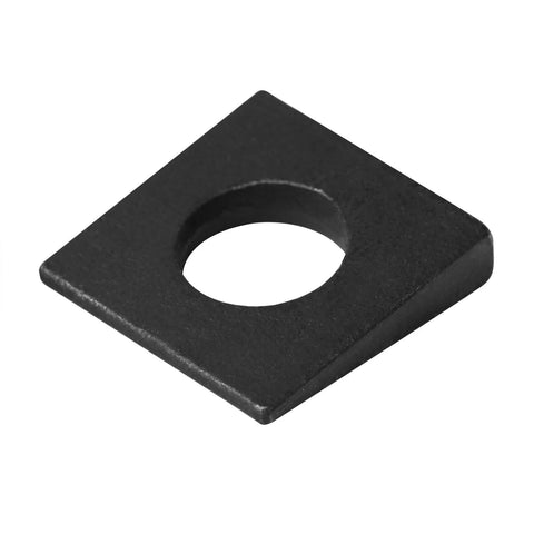 Beveled Square Washer 1 5/8 By 1 5/8 Inch For 3/4 Inch Bolts Low Carbon Steel, black finish, angled view