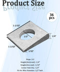 24 Beveled Half Inch ID Square Washers Galvanized Steel Leveling Wood And Metal with dimensions and slope shown