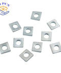 Beveled Square Washers 3/8 in ID by 7/8 in OD galvanized carbon steel pack of 10 shown in scattered view