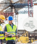 Beveled Square Washer Set with focus on washers, 3/8 in ID, 7/8x7/8 outer, galvanized, shown in construction setting with workers.