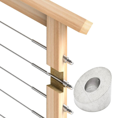 10 Pcs 30 Degree Beveled Washers For Cable Railing 316 Stainless Marine Posts installed on wood railing
