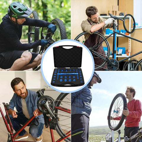Cyclists using Bicycle Bearing Press Set, Bike Tools for Wheels/Hub BB Axis Installation Universal Repair Kit on cycle frames