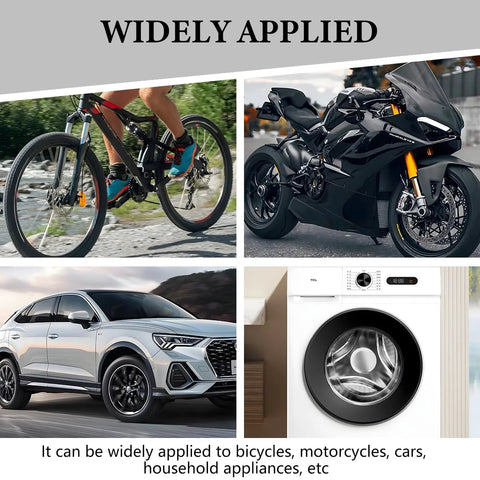 Two Pack 200 Ml Steel Manual Oil Can Pump Oiler For Cars And Motorcycles Heavy Duty Refueling Dispenser With Metal Spout Universal Gas Spray Bottle Accessory For SUV Truck ATV And More shown beside bicycle, motorcycle, car, and washing machine, highlighting versatility.