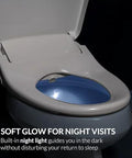 USPA Pro Modern Bidet Seat With Heated Seat And Dryer featuring night light function for easy night visits in dark bathroom.
