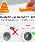 Bidirectional magnetic level demonstrating alignment usage on washing machines for accurate front and side leveling