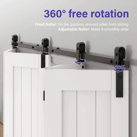 Bifold Barn Door Hardware: 40 inch Bi-fold Sliding Barn Door Hardware Track Kit for 36" Closet Doors installed side view