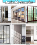 Different applications of Bifold Closet Door Hardware Kit 60 70 72 80 90 100 in Track, showcasing various door installations.