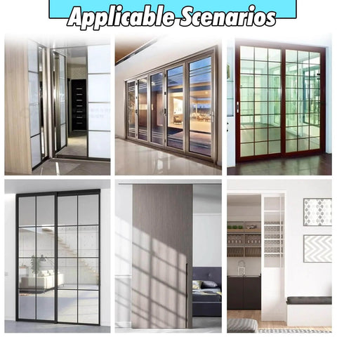 Different applications of Bifold Closet Door Hardware Kit 60 70 72 80 90 100 in Track, showcasing various door installations.