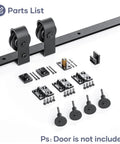52 inch Bifold Barn Door Hardware Track Kit for Two 24 inch Closet Doors,Top Mount Sliding System parts list, Black
