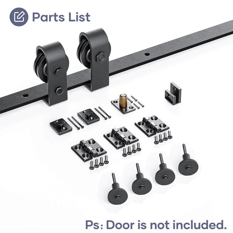 52 inch Bifold Barn Door Hardware Track Kit for Two 24 inch Closet Doors,Top Mount Sliding System parts list, Black