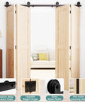 Bifold Barn Door Hardware Kit 48 Inch Track Heavy Duty Sliding System For Up To Four Eleven And A Half Inch Panels With Forty Four Inch Opening DIY Use Doors Not Included Designed For Quick Installation And Smooth Operation