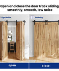 Bi Folding Sliding Barn Door Hardware Kit For Four Doors Heavy Duty Side Mounted Bifold System 64 Inch Track With Nylon Rollers installed