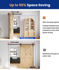 Bi Folding Sliding Barn Door Hardware Kit For Four Doors Heavy Duty Side Mounted Bifold System 64 Inch Track With Nylon Rollers installed showing space saving comparison.