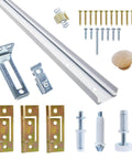 Bifold Door Hardware with Track, 30-Inch Bi-fold Closet Door Track Kit, including hinges, screws, knobs, and uninterrupted steel track