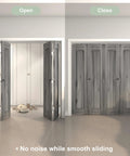 60 Inch Bifold Door Hardware Kit For Four Doors Aluminum Top Mounted Sliding Barn Door Hardware installed view