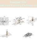 Components of 2 Pack Bifold Door Hardware Kits displaying measurements for easy installation of 36 inch long track, heavy duty use.