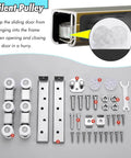 Bifold Closet Door Hardware Kit 60 70 72 80 90 100 in Track, silent pulley, aluminum track, screws, and tools, black 6 wheels