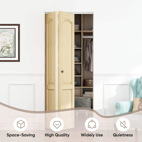 36 Inch Bifold Door Hardware Kit Top Mounted for Closet Inside Doors Bathroom Cabinets Two Door System installed view