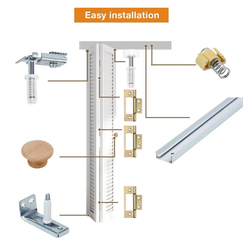 Bifold Door Hardware Kit, 2-Pack 30-Inch Bi-fold Closet Door Track Kit with brackets, pivot, wheels, handle, screws