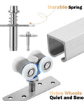 2 Pack Bifold Door Hardware Kits showing 36-inch aluminum track, durable spring, and nylon wheel assembly for folding closet use