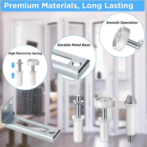 Bifold Door Hardware Kit with Track, Top & Bottom Pivot, Spring, Metal Pivot Pin and Steel Track (36 inch) components