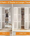 Bifold Door Hardware Kit, 2-Pack 30-Inch Bi-fold Closet Door Track Kit installed on double-folding doors in a living area