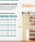 Measuring guide for Bifold Door Hardware for Closet: Heavy Duty Bi Fold Barn Door Hardware Kit with track lengths for multiple setups
