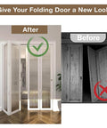 Before and after comparison of bifold door using Bifold Door Hardware Repair Kit, showing improved and smooth operation.