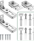 Bifold Door Hardware Repair Kit - 2 Pack Bi-fold Sliding Closet Door Hardware Kit for 7/8" to 1" Track shown with brackets and pivots