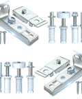 Bifold door hardware repair kit 2 pack with top and bottom brackets, 3/8 inch pivots, and 7/8 inch guide wheels for closet doors.