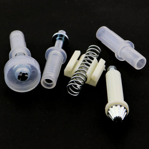 Bi-Fold Door Hardware Sliding Guides Set 10 Pieces For Bi-Fold Closet And Accordion Doors Repair Replacement Kit shown individually