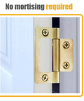 Close-up of brass hinge from Bifold Closet Door Hardware Kit with 48" Tracks for easy installation, no mortising required.