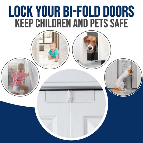 Two Pack Bifold Door Lock Child And Pet Proof Tool Free Install Clear Polycarbonate Fits 1 3 8 Inches Thick Wood Doors installed