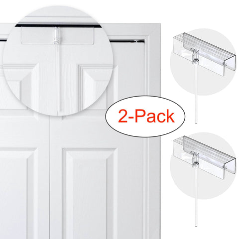 Two Pack Bifold Door Lock Child And Pet Proof Tool Free Install Clear Polycarbonate Fits 1 3 8 Inches Thick Wood Doors