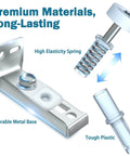 Bifold door hardware repair kit 2 pack, showing durable metal base and components with high elasticity spring and tough plastic parts.