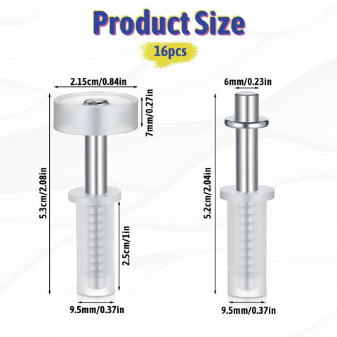 Bifold Closet Door Hardware Kit With 16 Pieces Top Roller Guide Wheels And Top Pivots, product dimensions diagram.