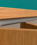 Close-up of 96 inch Bifold Door Hardware Kit in use with oak doors, showing the bifold door track 96 inch for smooth operation.