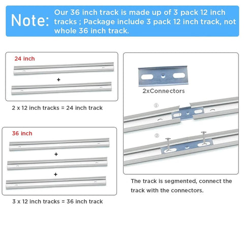 Bifold Door Hardware Kit with Track, Top & Bottom Pivot, Spring, Metal Pivot Pin and Steel Track (36 inch) assembly diagram