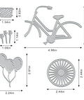 Valentines Day Bike Background Cutting Dies Set For Card Making And Scrapbooking, Balloon, Arrow And Flower Motifs, carbon steel