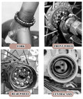 Detailed view of Five Sets Bike Bearing Kit With Fifty Bearings In Ten Sizes for fork, front wheel, rear wheel, and central axis installation.