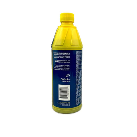 Essentials Micro VSystem Automatic Bike Chain Lubrication System 16.9 fl oz blue refill bottle back view