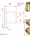 Detailed sketch and photo of copper brass brushing sleeve for bike engine clutch bell drum kit with flange bearing, dimensions labeled in mm
