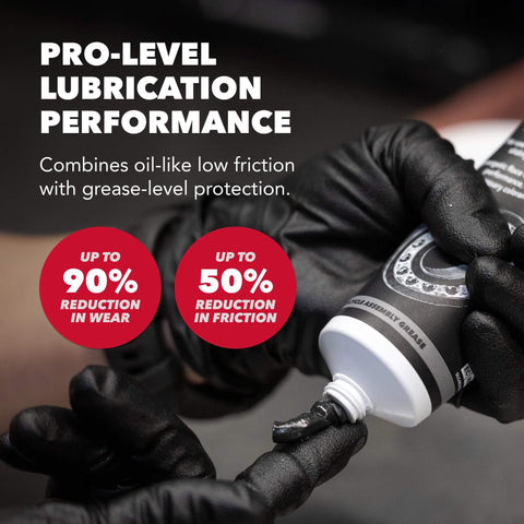 All Purpose Bike Grease For Bearings, Bushings, Threads And Sliding Surfaces That Cuts Friction Up To Fifty Percent And Slashes Wear Up To Ninety Percent, Delivering Oil Like Low Friction With Thick Wear Resistant Protection By SILCA Synergetic being applied from tube