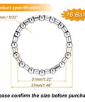5 By 32 Inch 16 Balls Stainless Steel Bike Headset Bearings Set Of 4 Pieces, close-up view with measurements for mountain bikes.