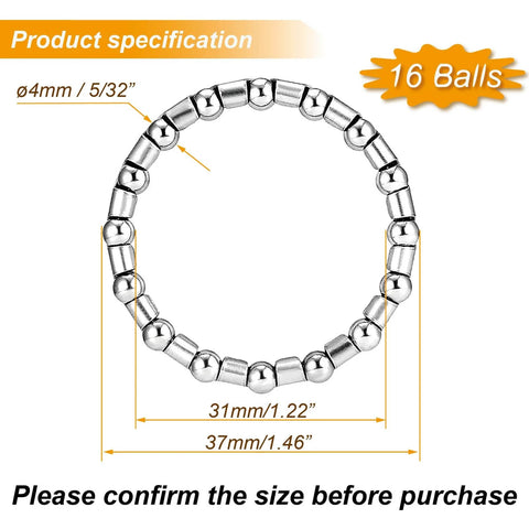 5 By 32 Inch 16 Balls Stainless Steel Bike Headset Bearings Set Of 4 Pieces, close-up view with measurements for mountain bikes.