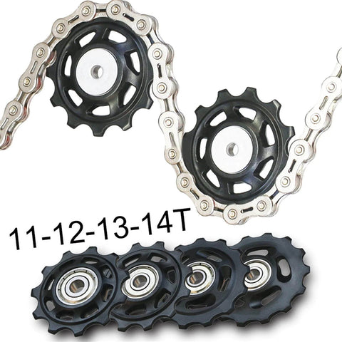 Close-up of Pulley Road Bike Jockey Rear Derailleur Pulley Roller for Repair Kit Bearing Mountain Bike Rear Idler, 11T-2PCS.