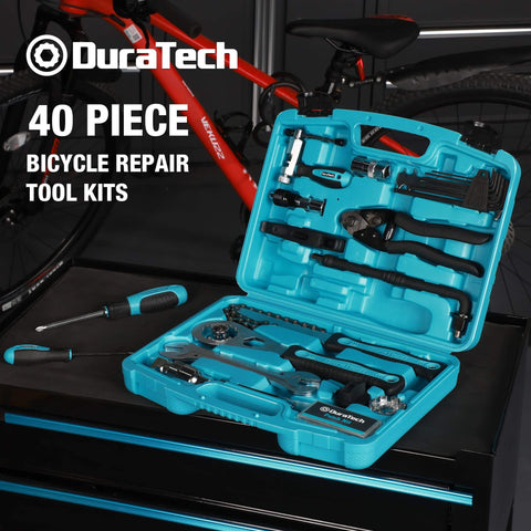 Go To 40 Piece Bike Repair Kit With Storage Case For Mountain And Road Bikes Includes Chain Tool Tire Levers Brake Pedal Tools And More