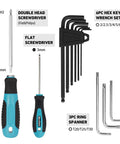 Go To 40 Piece Bike Repair Kit With Storage Case includes screwdrivers, hex key wrench set, and spanners for bike maintenance.