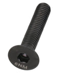 ✝️ Bike Stem Bolt Screw, M6 x 30mm Black Titanium Alloy Flat Head Headset Cap Bolts; close-up of fixing bolt against white background.
